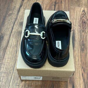 Girls Steve Madden Glossy Black Loafers
